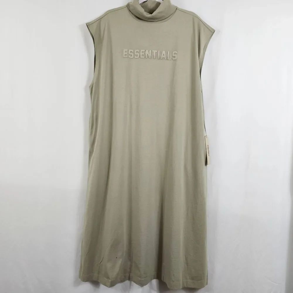 Fear of God Essentials Turtleneck T-Shirt Midi Dress in Seal - Size M